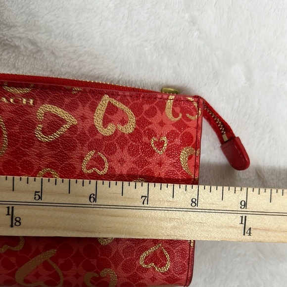 Coach Red and Gold Program Hearts Signature Clutch/ wristlet - Picture 8 of 14